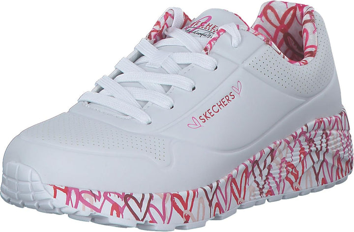 Skechers Mädchen Uno Lite Lovely Luv Sneaker 37 EU White Synthetic Red Pink Trim, 37 EU White Synthe
