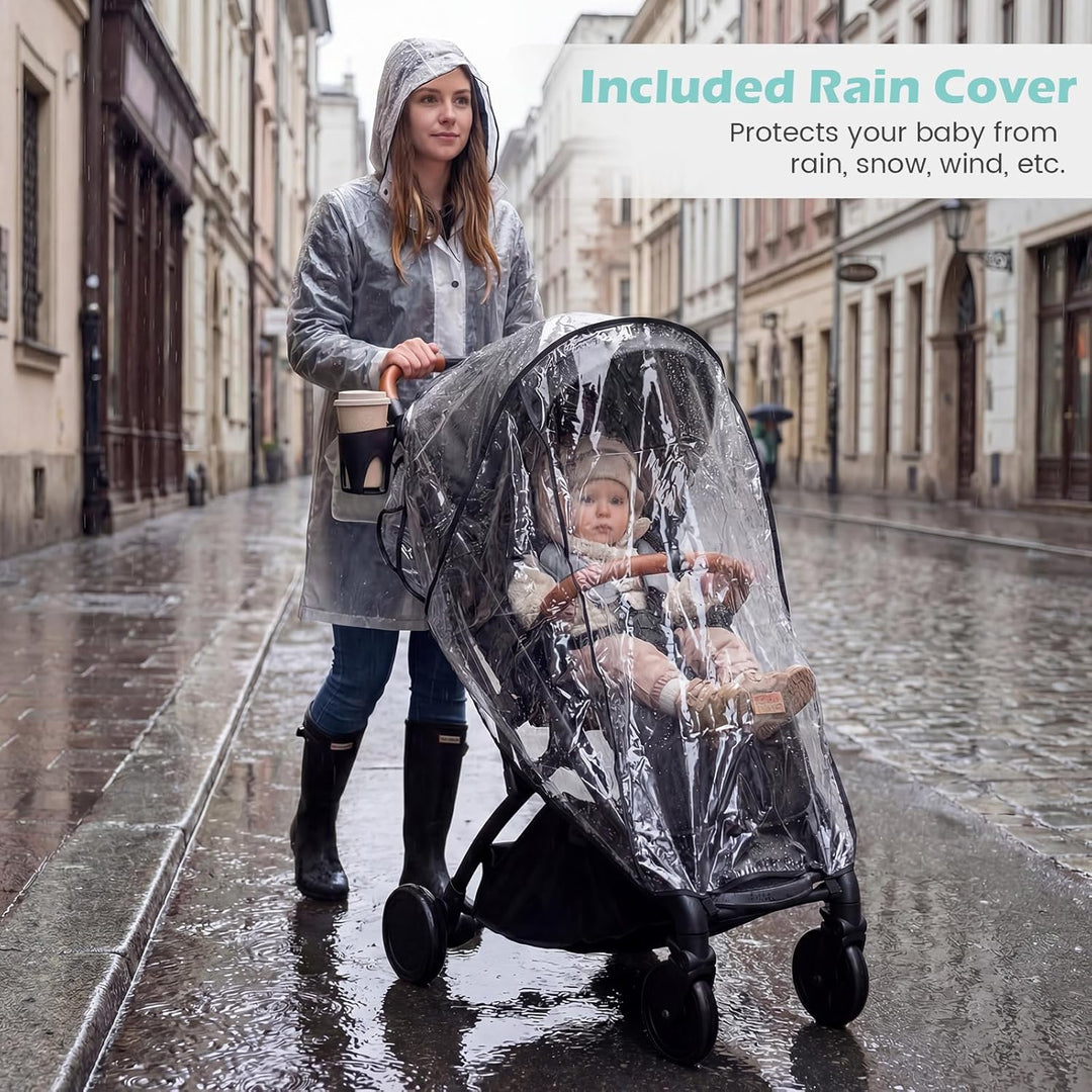 COSTWAY Kinderwagen klappbar mit Regenschutz, Reisebuggy mit verstellbarem Rückenlehne, Fussstütze,
