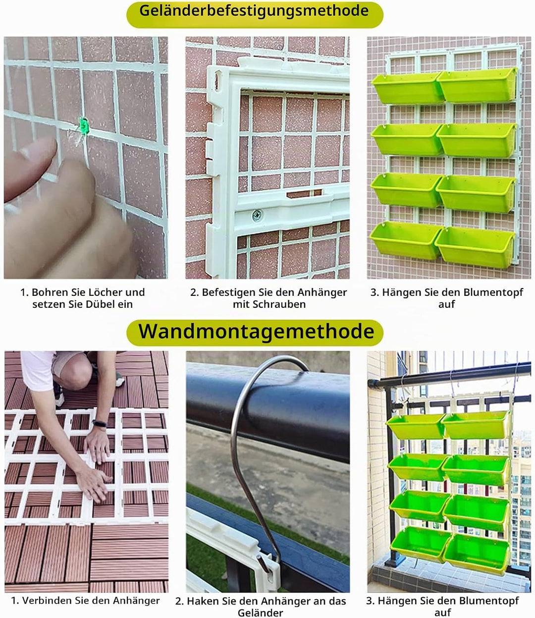 CEIEVER Hängende vertikale Wand Pflanze, Vertikaler Garten Pflanzenwand mit 8 Taschen Platzsparende