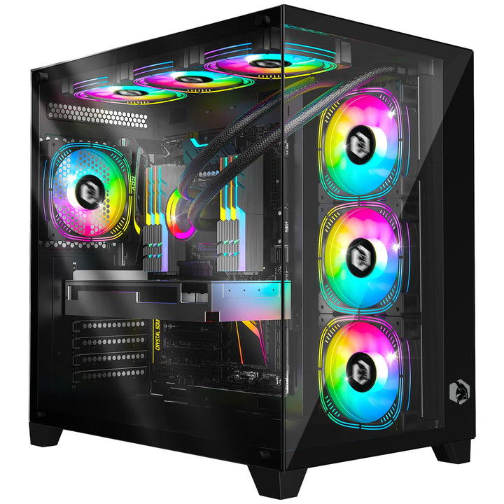 EMPIRE GAMING - (2024 Neu) Gamer PC-Gehäuse CL-242 – ARGB Medium Tower ATX, Micro-ATX und ITX – 7 Lü