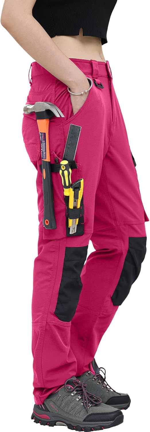 WORK IDEA Damen Slim-Fit Stretch Arbeitshose: Kritische Stoffbereiche aus Cordura – strapazierfähige