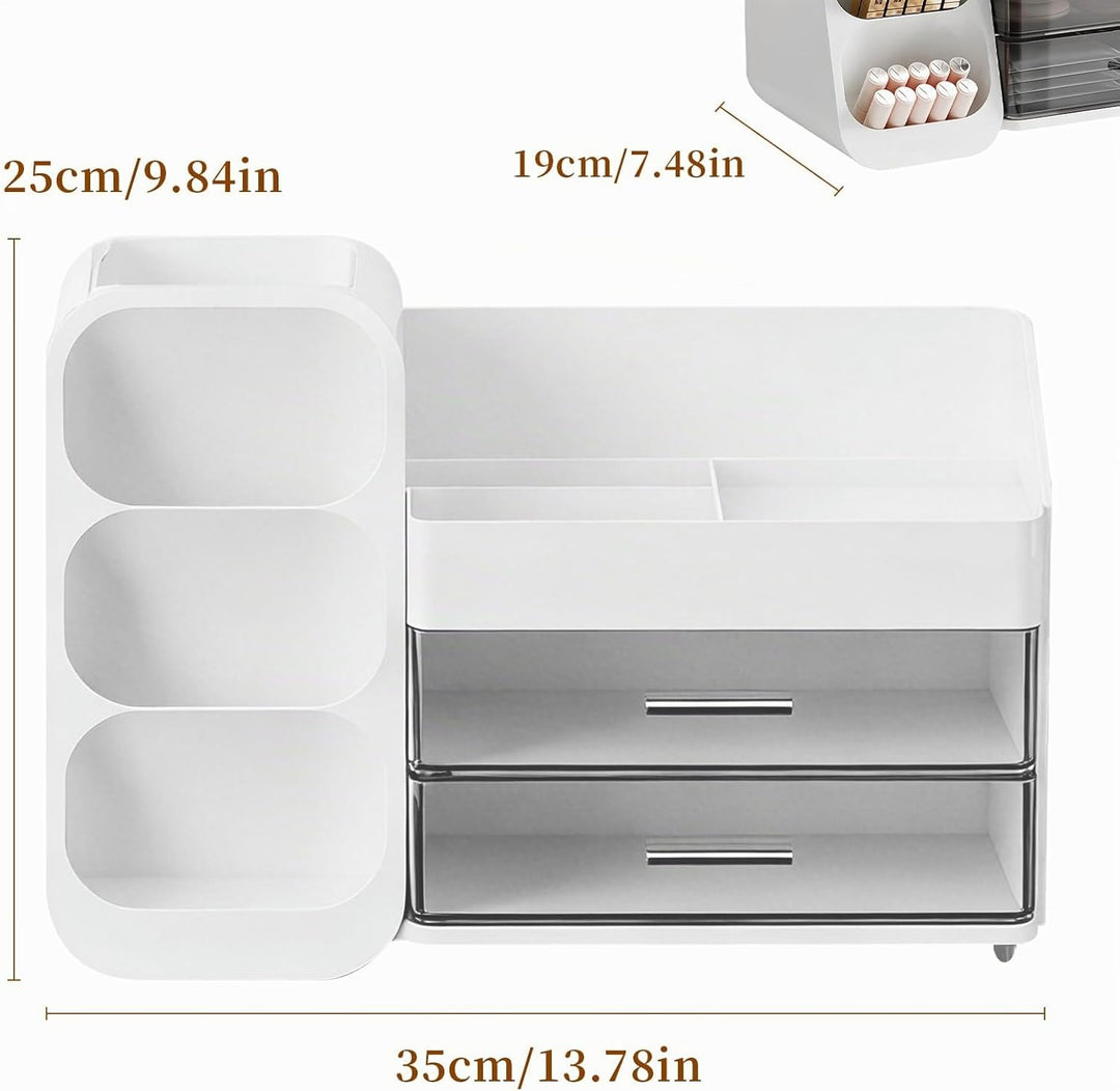 Make Up Organizer, Schminktisch Organizer mit Schubladen, 3-In-1 Aufbewahrungsbox Grosse für Makeup