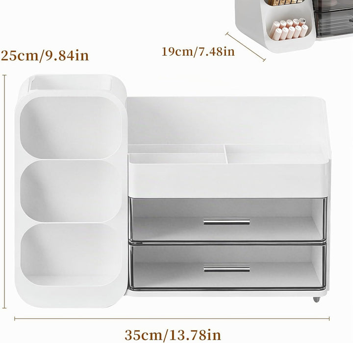 Make Up Organizer, Schminktisch Organizer mit Schubladen, 3-In-1 Aufbewahrungsbox Grosse für Makeup
