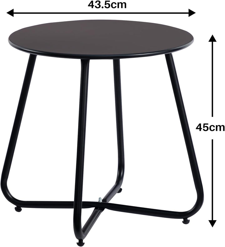 HollyHOME Beistelltisch Outdoor Balkontisch Klein Gartentisch Rund Beistelltisch Metall Wetterfest L