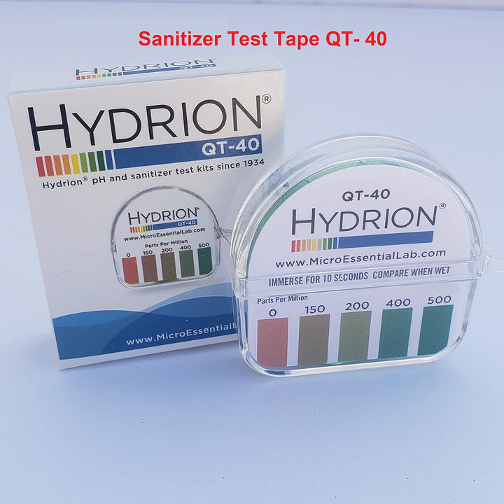 Hydrion QT-40 Quaternäres Desinfektionsmittel-Testband, 4,6 m Rolle, Quat-Farbdiagramm, 0-500 ppm Re