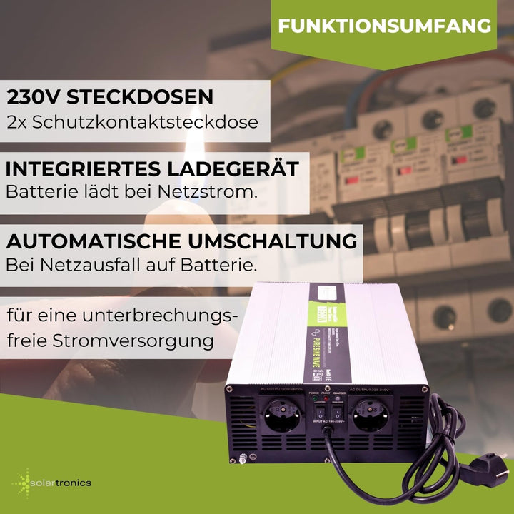 Spannungswandler USV 12V NPS 1000-3000 Watt Reiner Sinus Batterie Akku Solar Strom 230V Unterbrechun