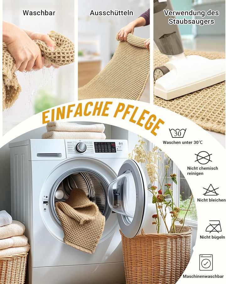 Grosser Badteppich Set, Badezimmerteppich Set 2 Teilig, Rutschfeste Badematte, Boho Badezimmermatte,