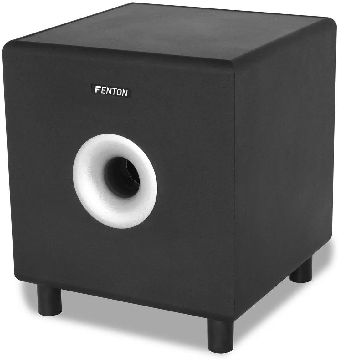 Fenton SHFS10B Subwoofer aktiv 10 Zoll, 200 Watt Sub Woofer, Integrierter Verstärker, Bass Box, Perf