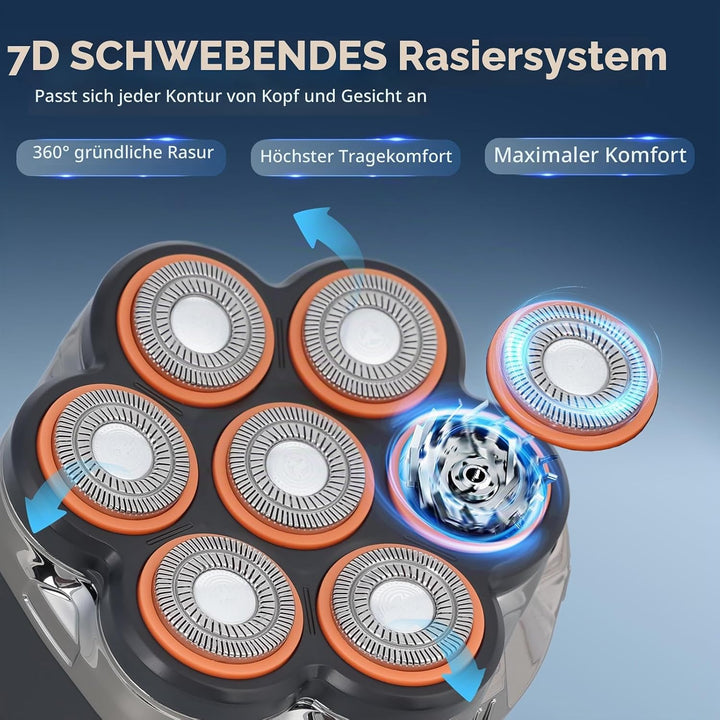 OSDUE Glatzen Rasierer Herren, Wasserdicht Flexibler Glatzenrasierer, Wiederaufladbar Typ-c Rasierer