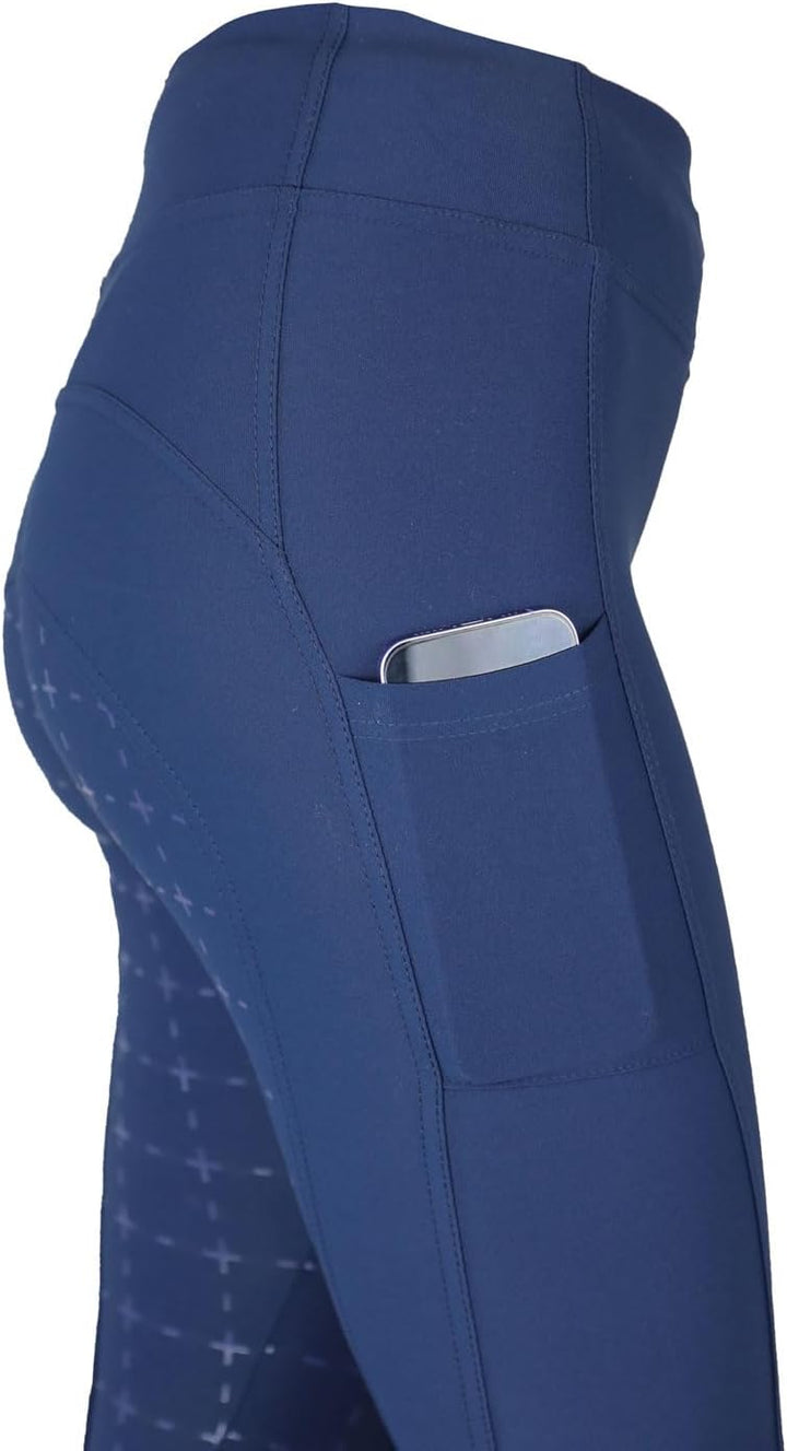 MS-Trachten Reitleggings Kinder Silikonvollbesatz mit Handytasche Reithose Mädchen Tessa 122-128 Dun