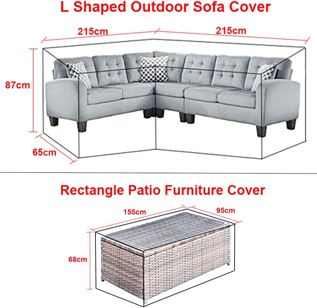 L-förmigen abdeckung lounge sofa - lounge abdeckung l-form mit Spannschnüren unten,210D abdeckplane