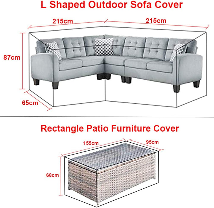 L-förmigen abdeckung lounge sofa - lounge abdeckung l-form mit Spannschnüren unten,210D abdeckplane