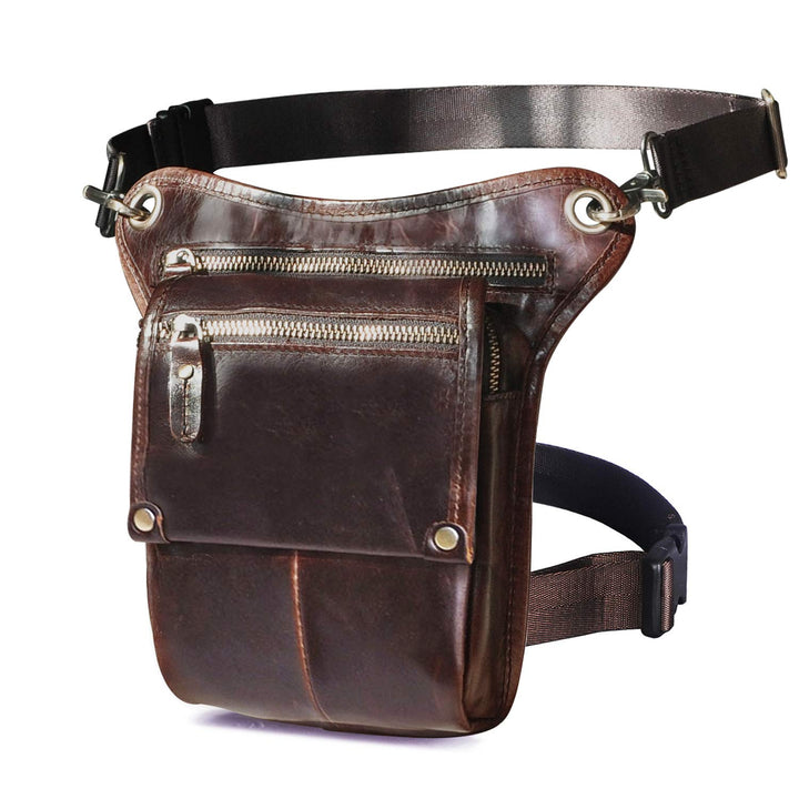 Le'aokuu Herren Echtes Leder Tasche Beinbeutel Beintasche Aussenbeintasche Beinbeuteltasche Reisen H