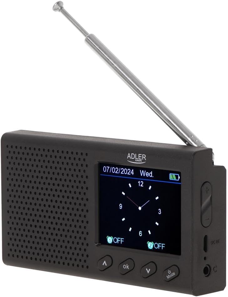 Adler AD 1198 UKW-Reiseradio FM 87,5 108 MHz RDS, bis zu 20 Sender, Bluetooth, mit LCD-Display, Anal