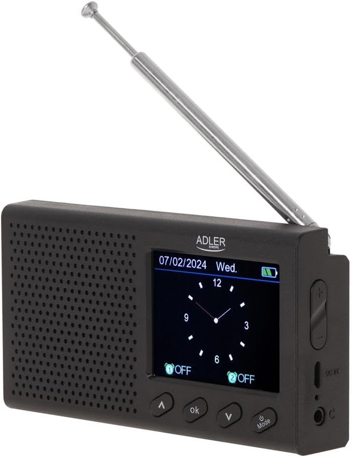 Adler AD 1198 UKW-Reiseradio FM 87,5 108 MHz RDS, bis zu 20 Sender, Bluetooth, mit LCD-Display, Anal