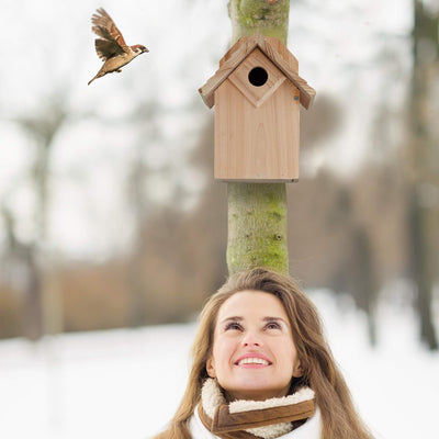 Relaxdays Nistkasten für Vögel & Halbhöhle Nistkasten, Vogelkasten zum Aufhängen, unbehandeltes Holz