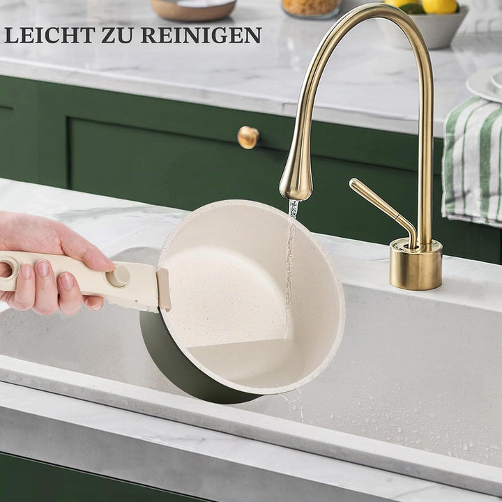 RIOVARM Induktion Töpfe und Pfannen Set mit abnehmbaren Griffen, Antihaft Granit Stapelbar Kochgesch