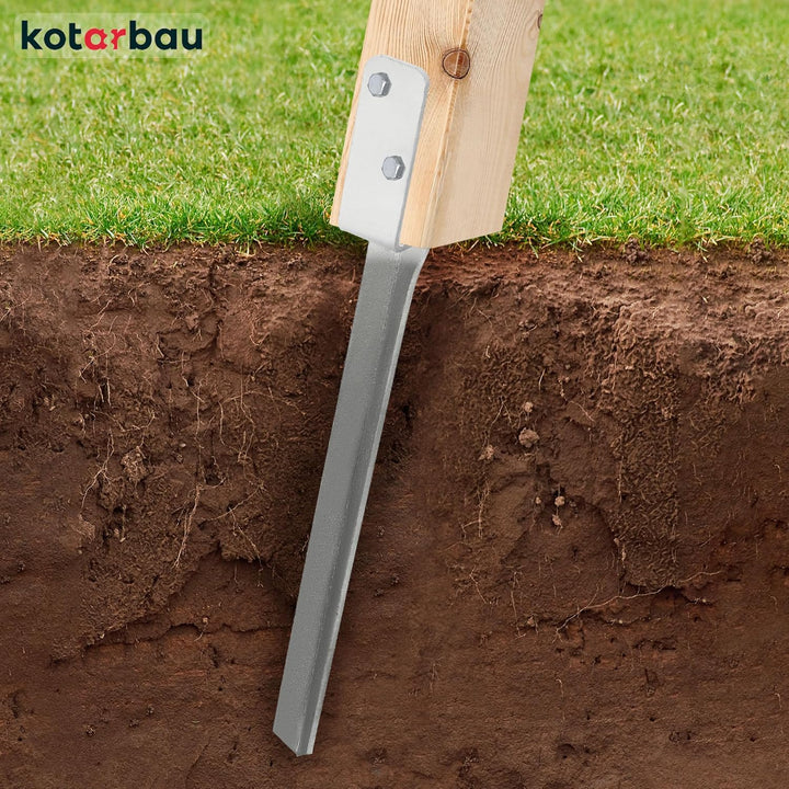 KOTARBAU® 4er Set Erdanker - Pfostenträger - 50 cm - Bodenanker - L-Form - Einschlaghülse - für Scha