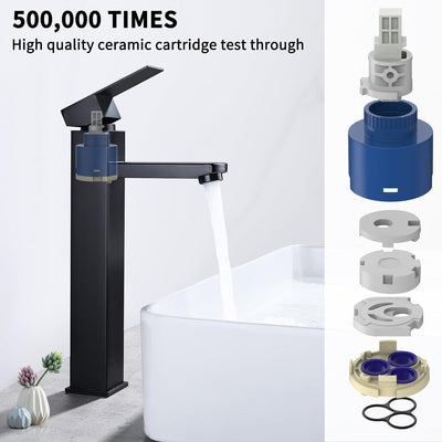 HOMELODY Wasserhahn Bad Schwarz Hoch Waschtischarmatur Mischbatterie Armatur Badezimmer Waschraumarm