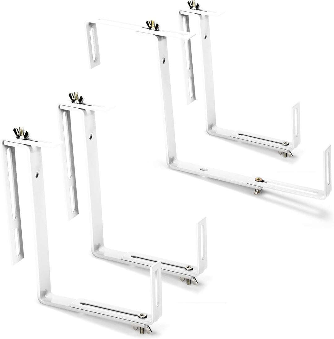com-four® 4X Blumenkastenhalter für Balkon-Brüstungen und Geländer - Flexible Befestigung aus Metall