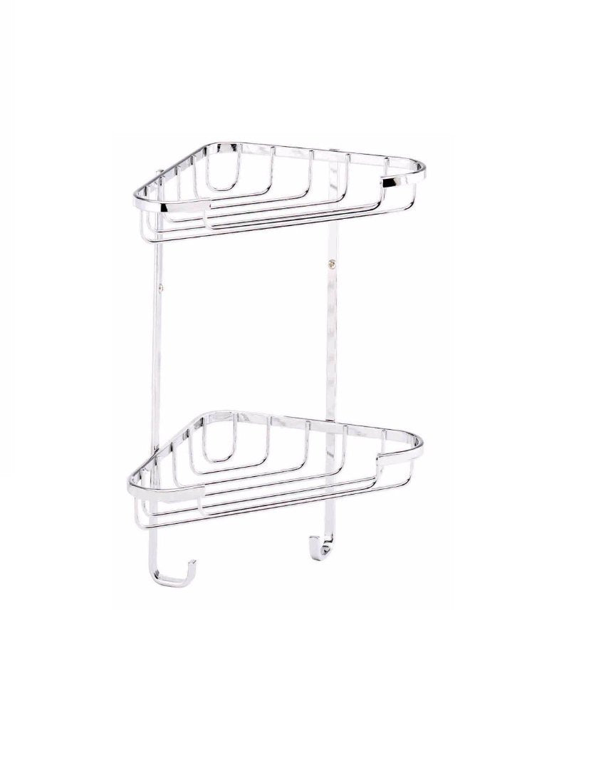 Croydex Medium 2-stufig Rost Corner Basket, Silber Mittelgrosser 2-stöckiger Eckkorb, Mittelgrosser