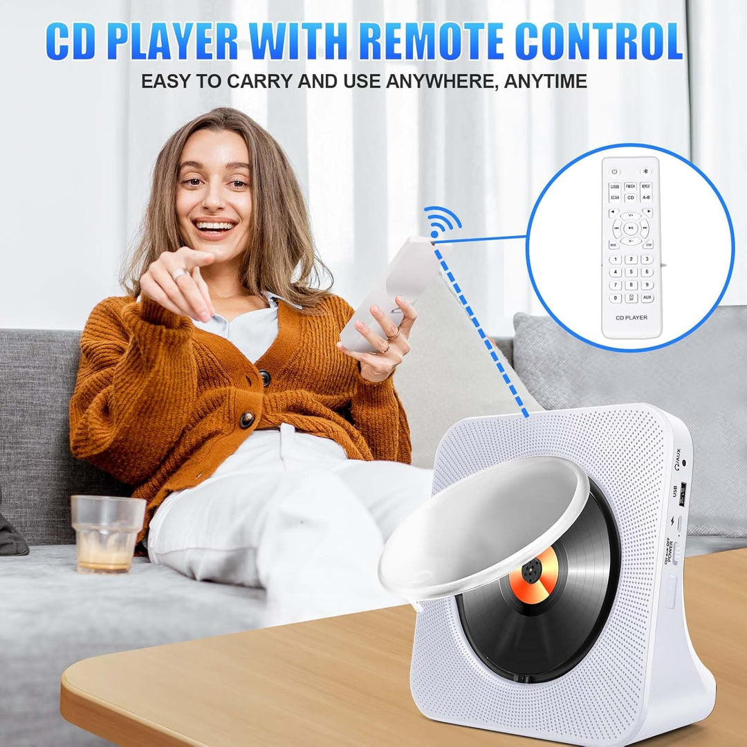 CD-Player Tragbar mit Bluetooth, HoneTeek CD-Player für Zuhause mit Lautsprecher, Persönlicher CD-Pl