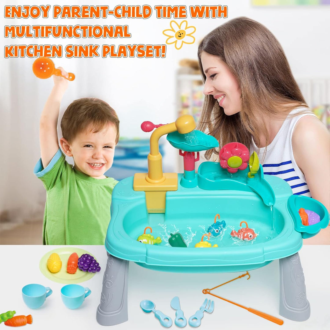 Ark miido Küchenspüle Spielzeug mit fliessendem Wasser, kinderwaschbecken mit Wasserhahn, Waschbecke
