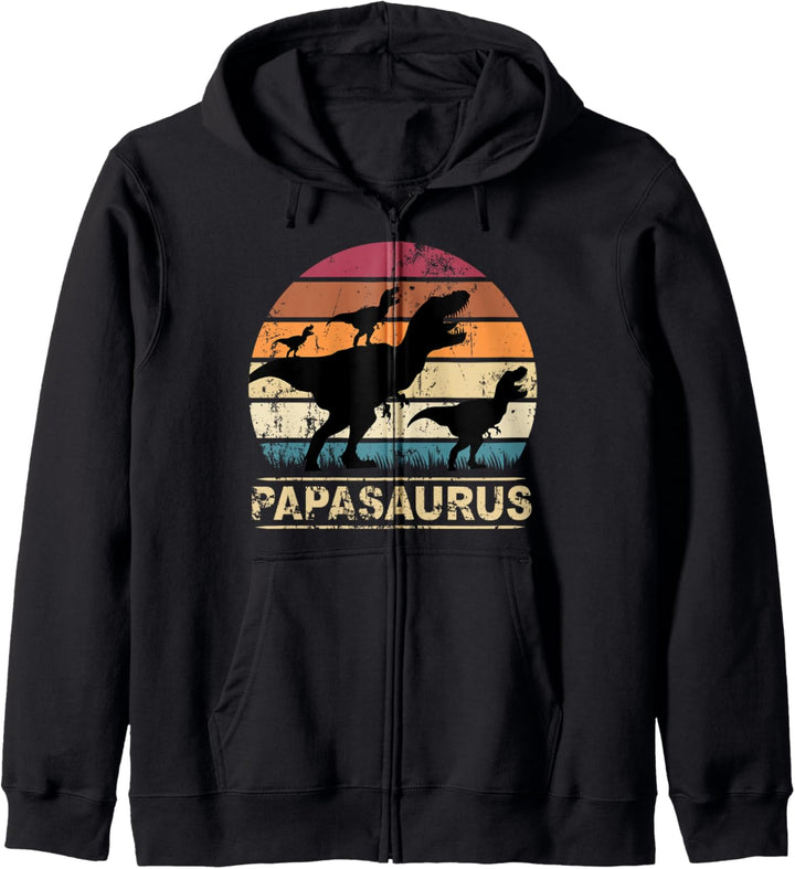 Papasaurus Dinosaurier - Papa von drei Kinder Dino Drillinge Kapuzenjacke