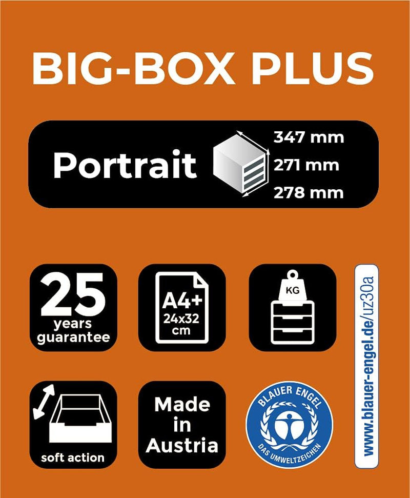 Exacompta 3097220D Premium Ablagebox mit 5 Schubladen für DIN A4+ Dokumente. Stapelbare Schubladenbo