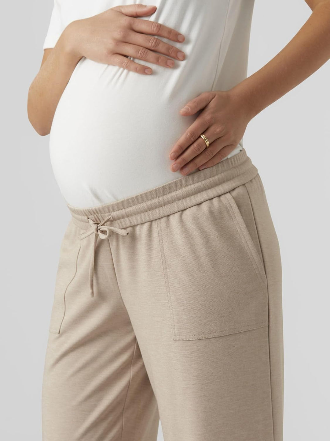 MAMALICIOUS Damen Mlmalin JRS. Straight Pant Umstandshose XS Oatmeal/Detail:melange, XS Oatmeal/Deta