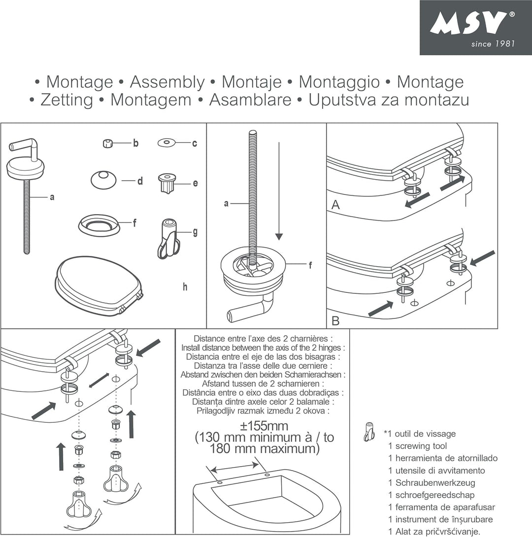 MSV WC Sitz Toilettendeckel MDF Holzkern „Violett Lila“ Scharniere aus Edelstahl - hochwertige und s