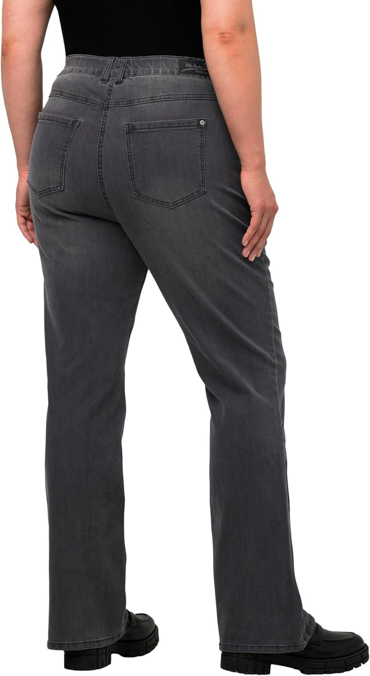 Ulla Popken Damen Bootcut-Jeans Hose 38W / 30L Hellgrau Denim, 38W / 30L Hellgrau Denim