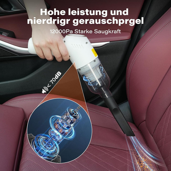 APPS2Car Handstaubsauger 3-in-1,12000Pa Auto Staubsauger Stark, Aufladbar Tragbar Leicht Handstaubsa