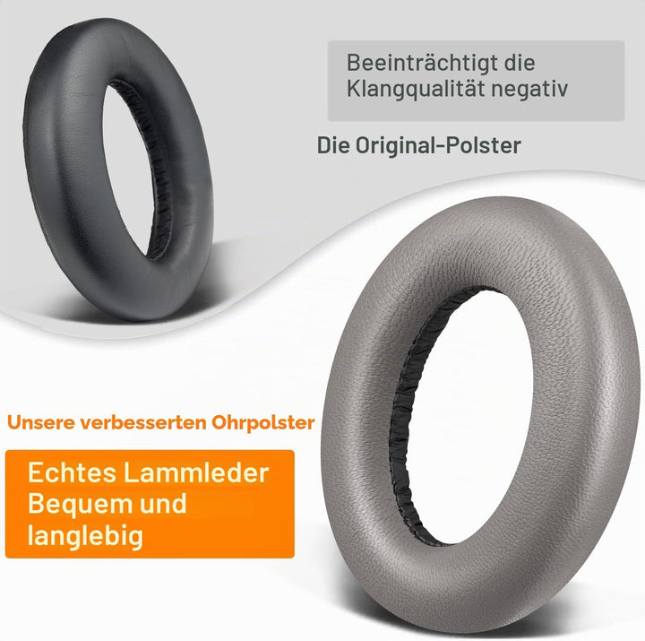 SOULWIT Lammfell Ersatz Ohrpolster für Sennheiser HDB 630/Momentum 5/Momentum 4 Wireless Kopfhörer,