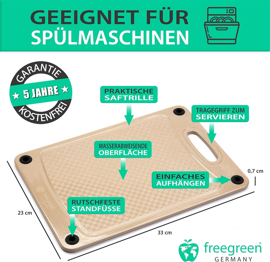 freegreen® GERMANY Schneidebrett aus Reishülsen | 100% biologisch abbaubar und kompostierbar | Inklu