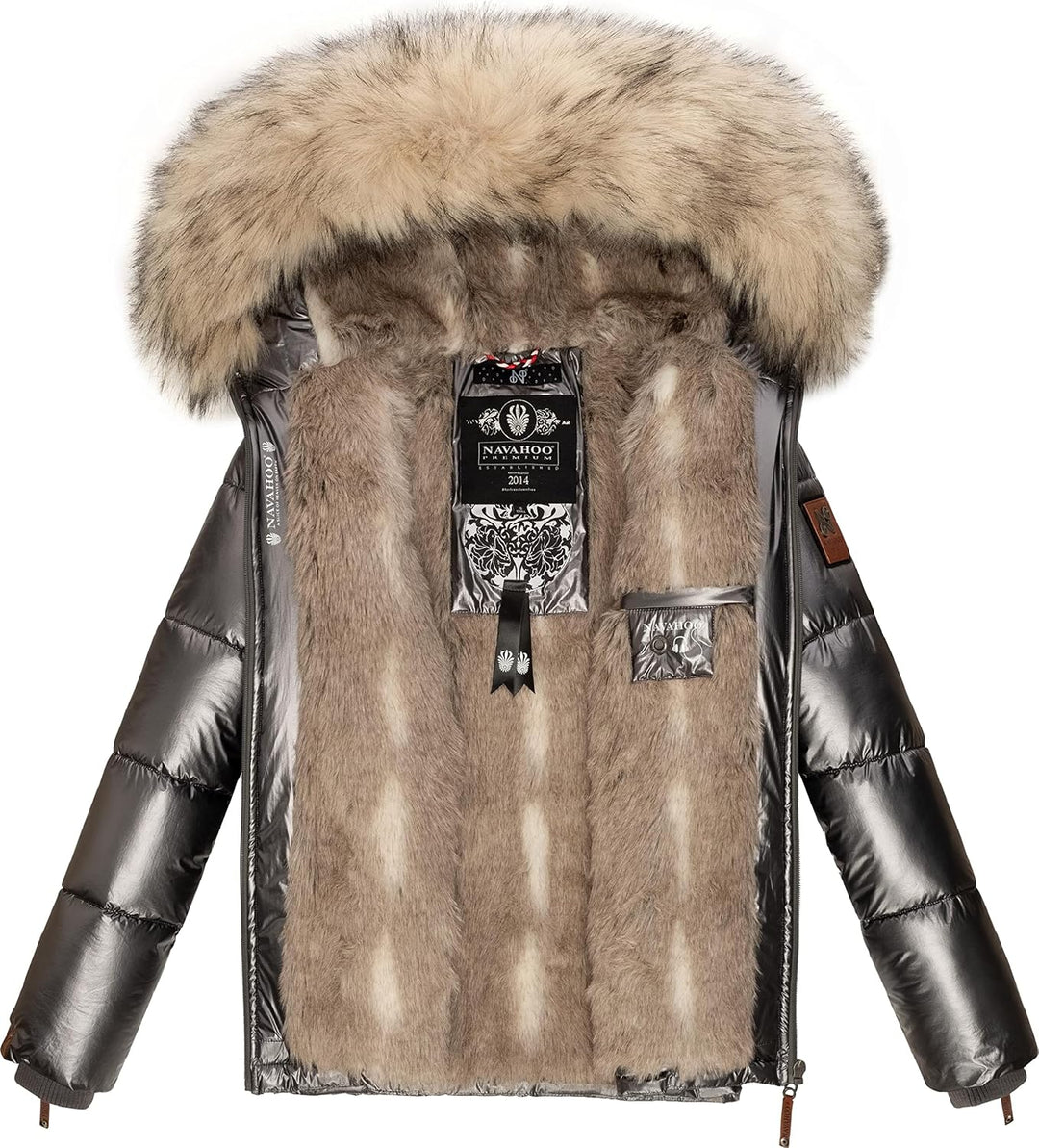 Navahoo Damen Winterjacke Steppjacke warm mit Kunstfellkapuze Tikunaa XS-XL XL Anthracite, XL Anthra