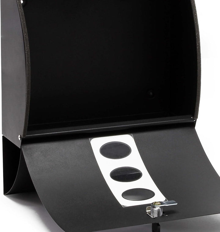 Wiltec Designer Briefkasten V18 schwarz 305 x 120 x 400 mm, Wandbriefkasten mit Schloss, Sichtfenste