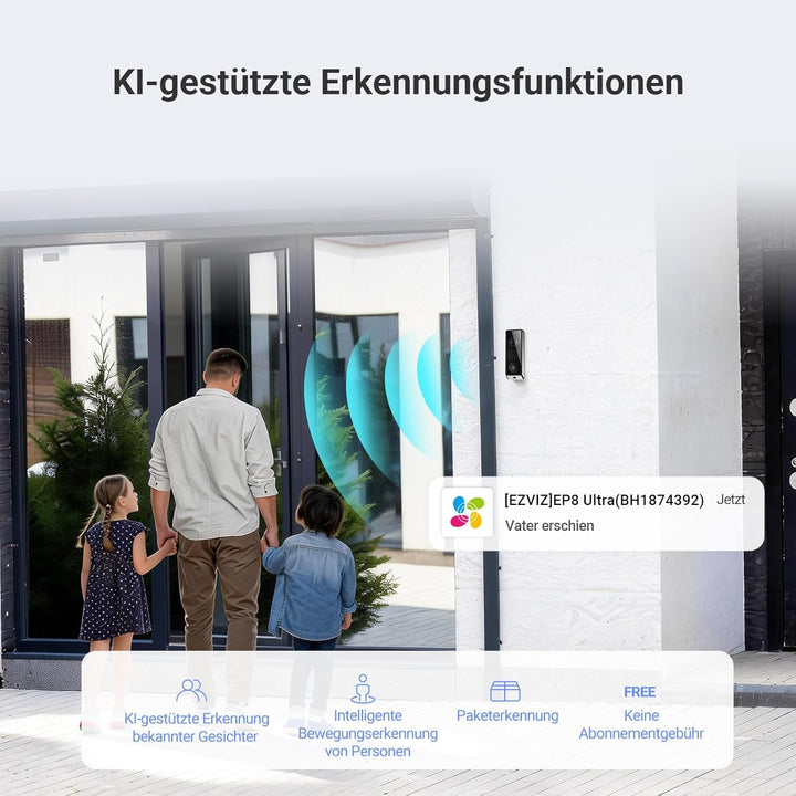 EZVIZ Video Türklingel mit Dual-kamera 6MP&2MP und Chime, WLAN Klingel Kabellos, 2*9600mAh Akku, Int