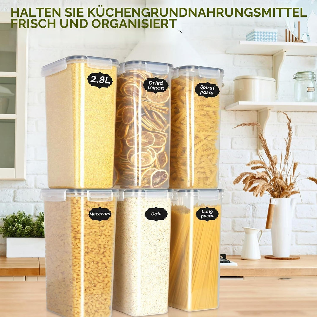 Cinnani 2.8L Vorratsdosen Set, Satz mit 6 Vorratsdosen mit Deckel Luftdicht, Müsli Schüttdose &amp; Fris