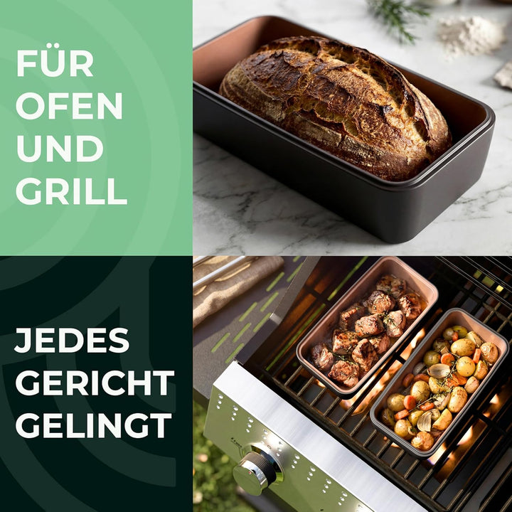 myromy® Brick Classic Backform & Mini-Bräter aus Keramik Natur-Ton – Brotbackform & Auflaufform mit