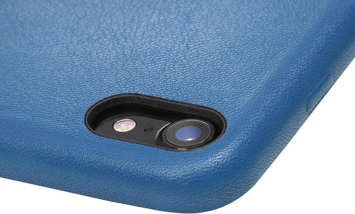 STILGUT Premium Leder-Cover kompatibel mit iPhone SE 2020/iPhone 8/iPhone 7 aus Nappaleder, Aquablau