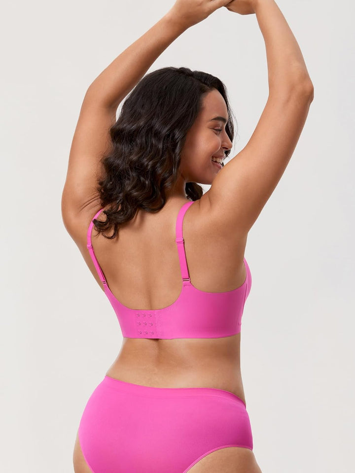 MELIWOO Damen Nahtloser BH ohne Bügel Invisible Gepolstert Entlastungs Bralette 70D Hibiskus-purpur,