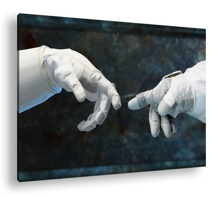 deyoli berührende Finger von Robonauten im Format: 80x60 als Leinwandbild, Motiv fertig gerahmt auf