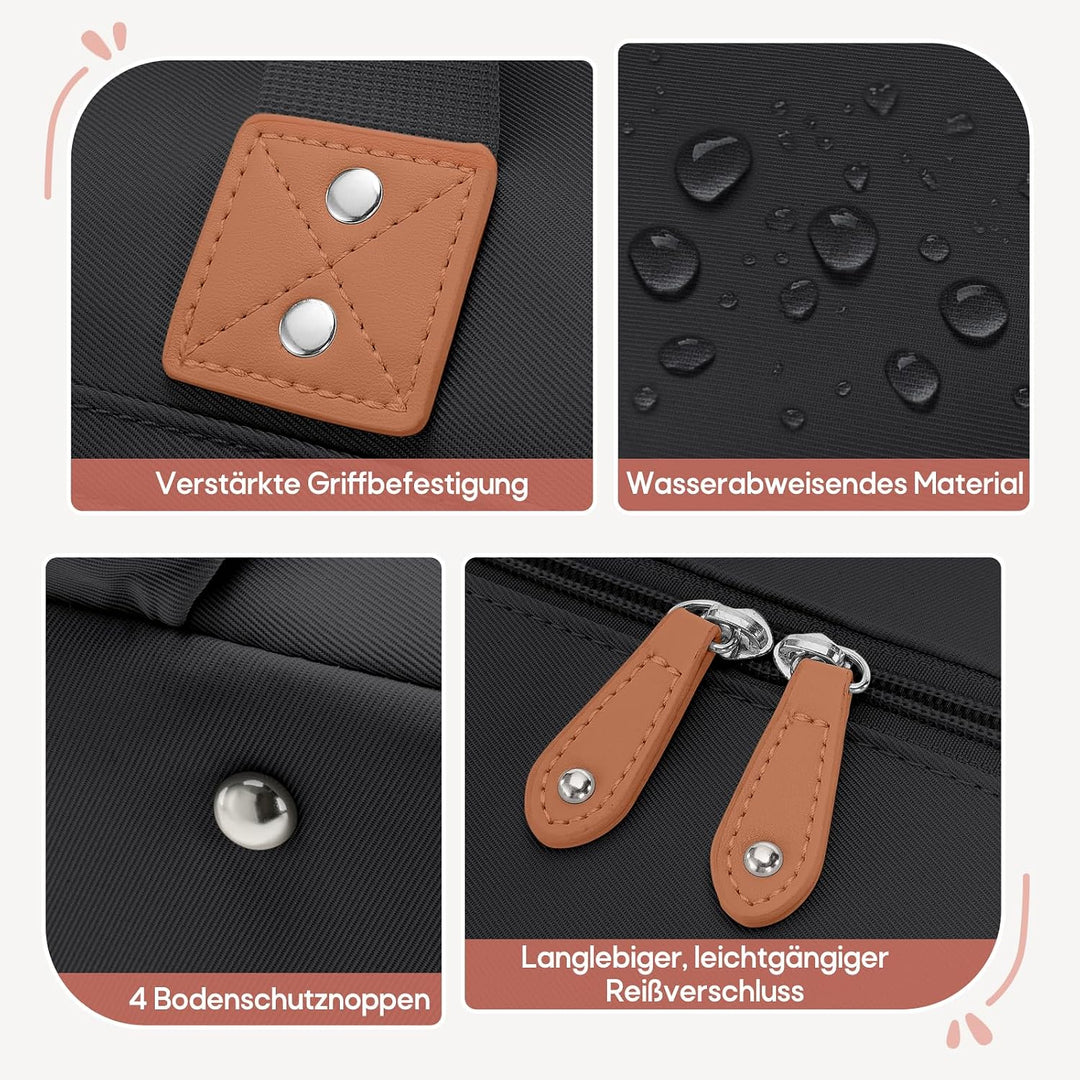 RAINSMORE Wickeltasche Kinderwagen mit Wickelunterlage und Schnullertasche Schwarz, Schwarz