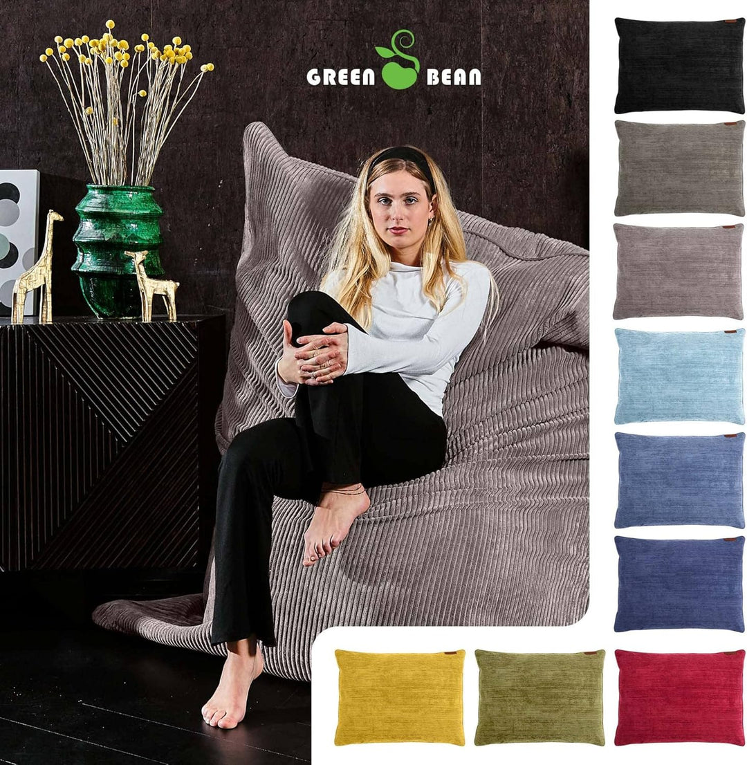Green Bean XXL Sitzsack aus Cordstoff 370 Liter EPS-Perlen Füllung - Kuschelig Weich Robust & Waschb