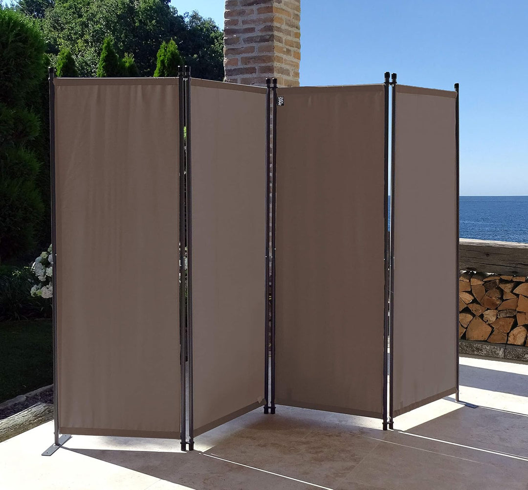 QUICK STAR Paravent 4 Teilig 165 x 220 cm Stoff Raumteiler Trennwand Balkon Sichtschutz Stellwand Fa