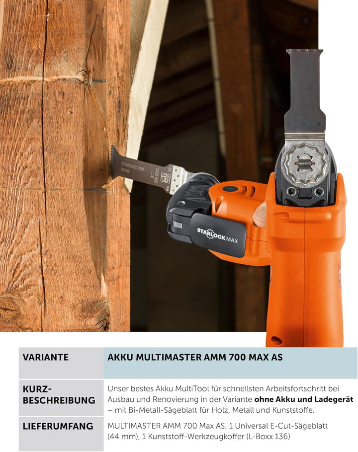 Fein Akku Multimaster AMM 700 MAX AS (18 V, ohne Akku, AMPShare, StarlockMax, Multitool inkl. E-Cut