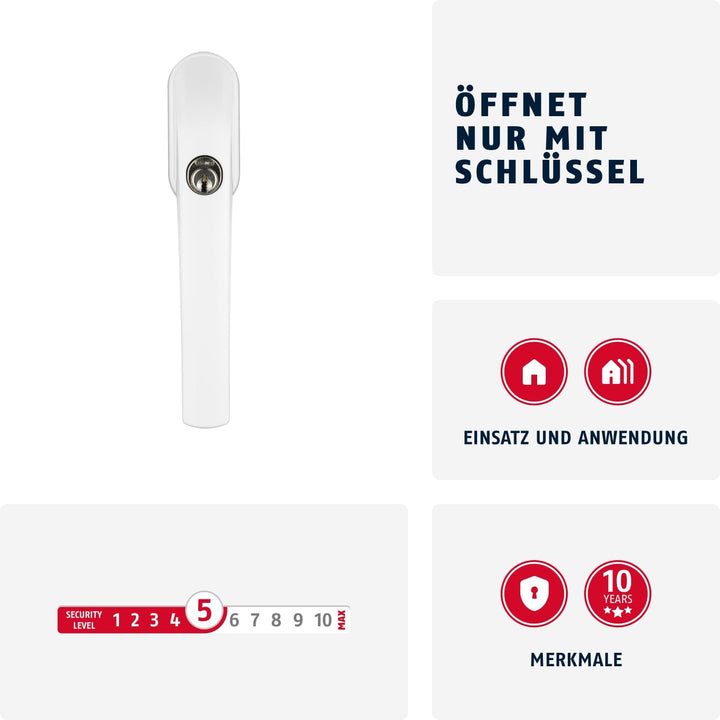 ABUS Abschliessbarer Fenstergriff FG300 AL0145 - Fensterknauf mit Druckzylinder, gleichschliessend -