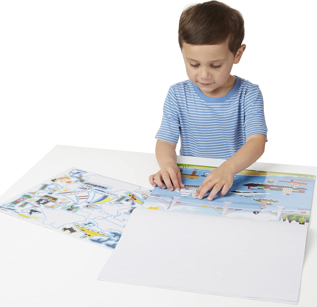 Melissa & Doug | Pack mit 6 wiederverwendbare Sticker-Blöcken – Spielhaus, Ankleiden, Lebensräume, M