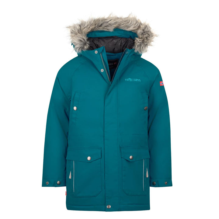 Trollkids Kinder Nordkapp wasserdichter winddichter Parka, Dunkelblau